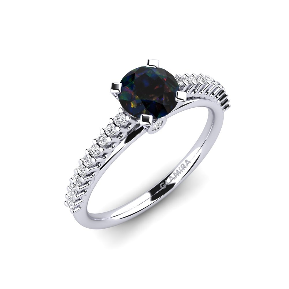 Black Opal Engagement Ring Clarette