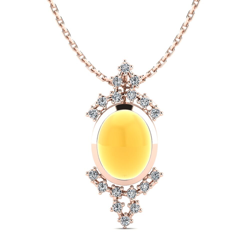 14k Oro Rosa Citrino Cabujón Colgante de Mujer Claribel