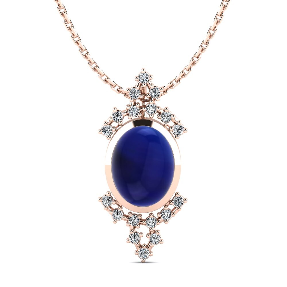 14k Oro Rosa Zafiro Cabujón Colgante de Mujer Claribel