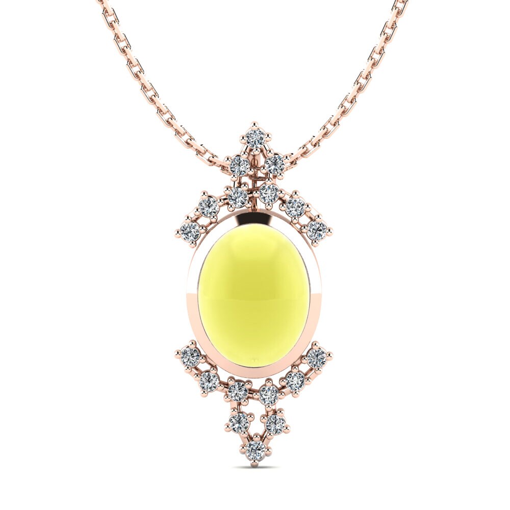 14k Oro Rosa Topacio Limón Cabujón Colgante de Mujer Claribel