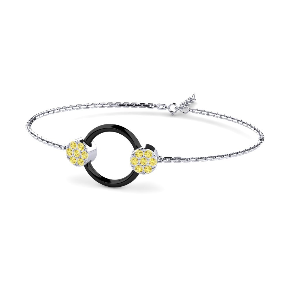 9k Oro blanco Zafiro amarillo Pulsera de Mujer Clarice