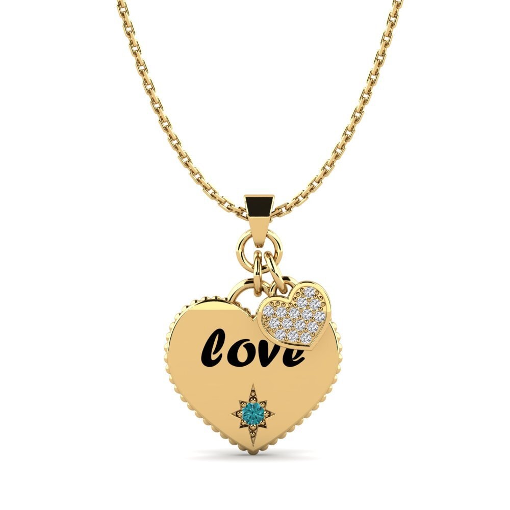 14k Yellow Gold Blue Diamond Women's Pendant Clarion