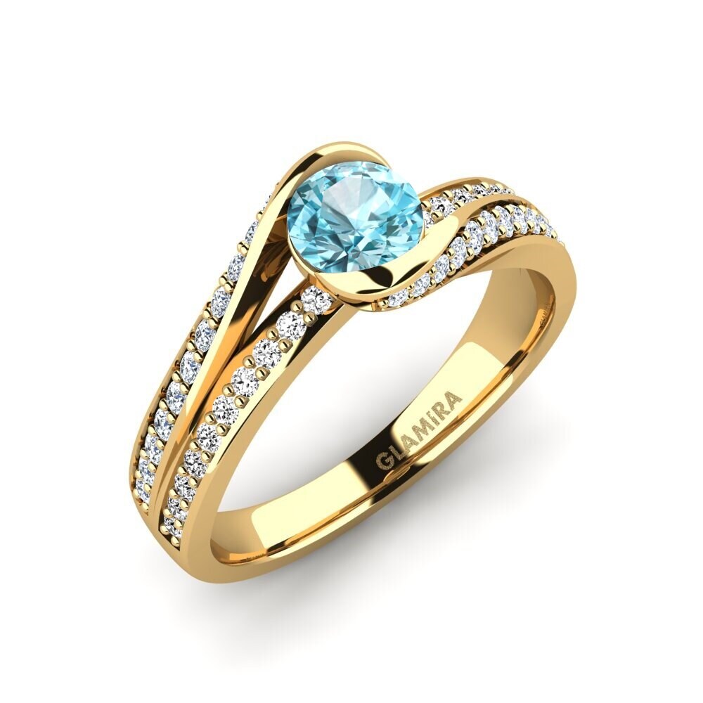 9ct Yellow Gold Blue Zircon Engagement Ring Clariss