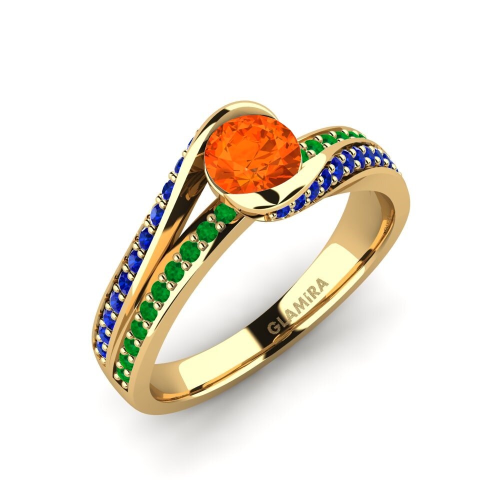 9ct Yellow Gold Fire Opal Engagement Ring Clariss