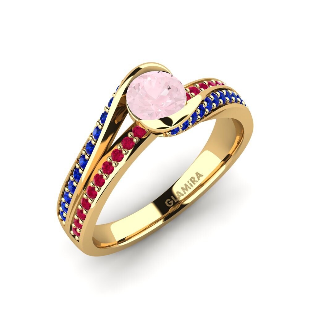 18K Yellow Gold Rose Quartz Engagement Ring Clariss