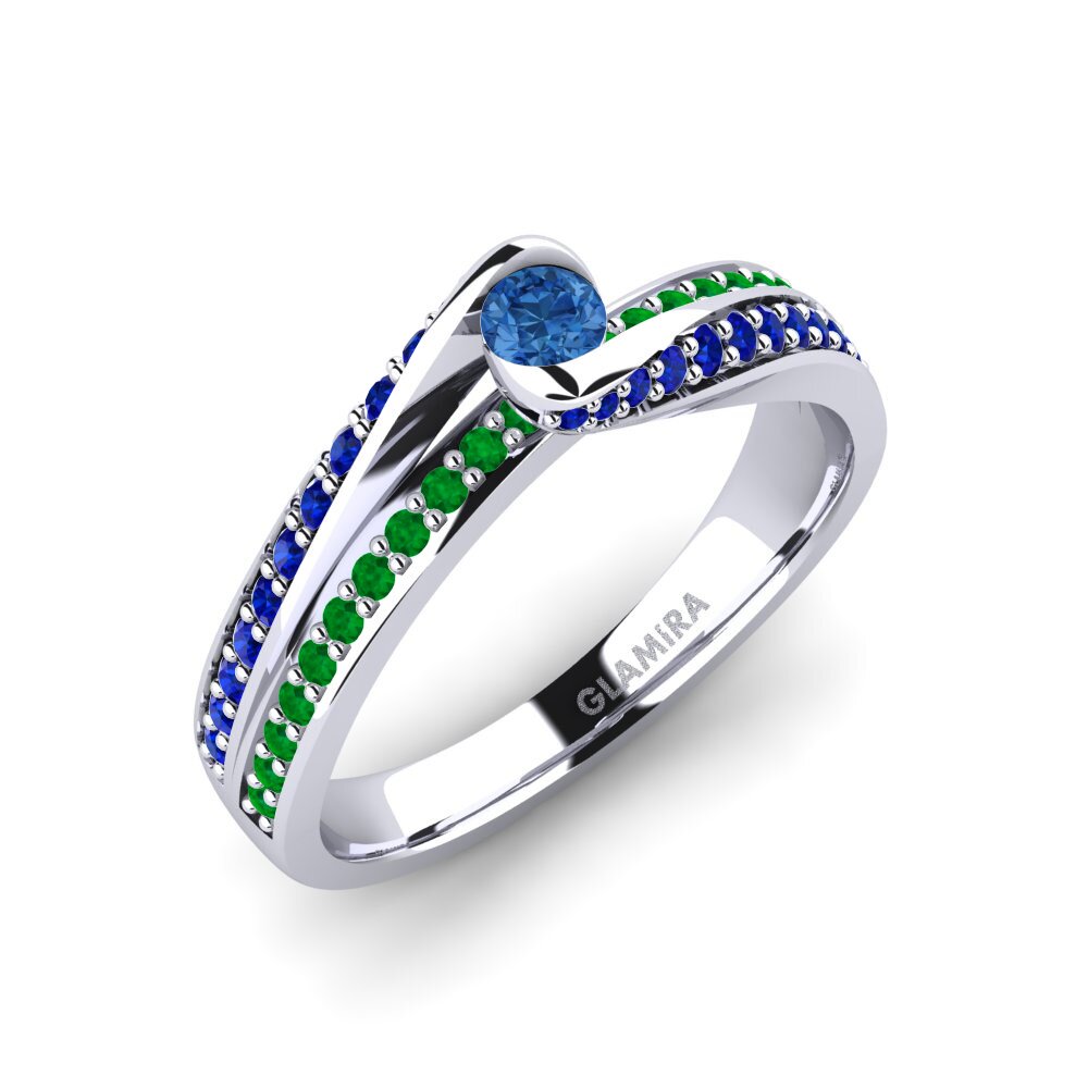 Dark Blue Zirconia Engagement Ring Clariss 0.1 crt