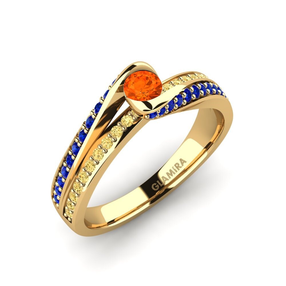 9ct Yellow Gold Fire Opal Engagement Ring Clariss 0.16 crt