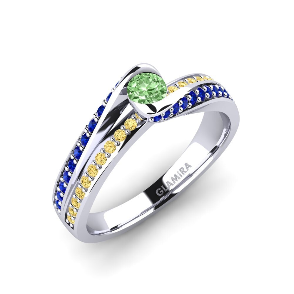 925 Zilver Groene Diamant Verlovingsring Clariss 0.16 crt