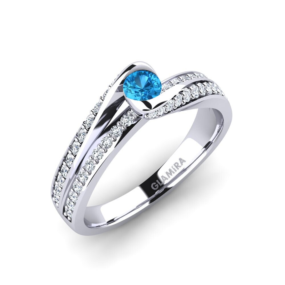 Blue Topaz Engagement Ring Clariss 0.16 crt