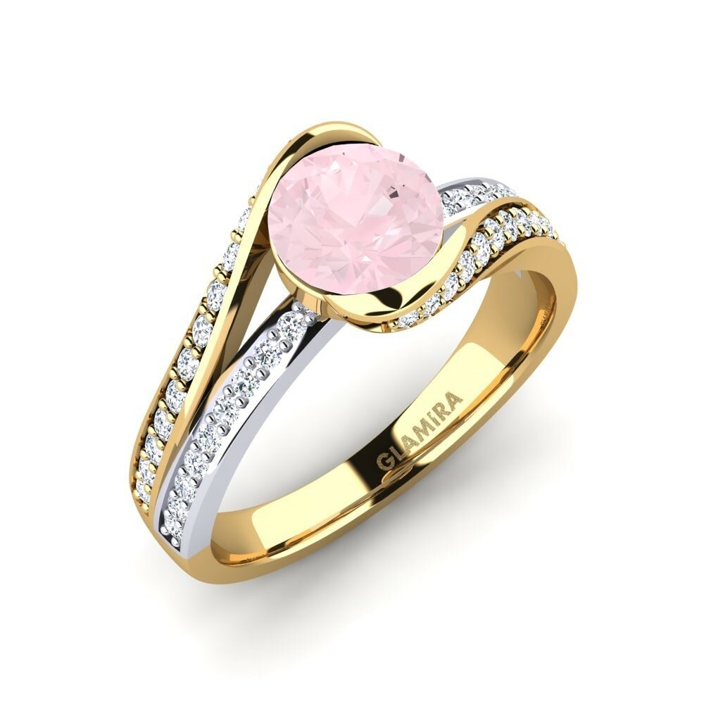 14k Yellow & White Gold Rose Quartz Engagement Ring Clariss 1.0 crt