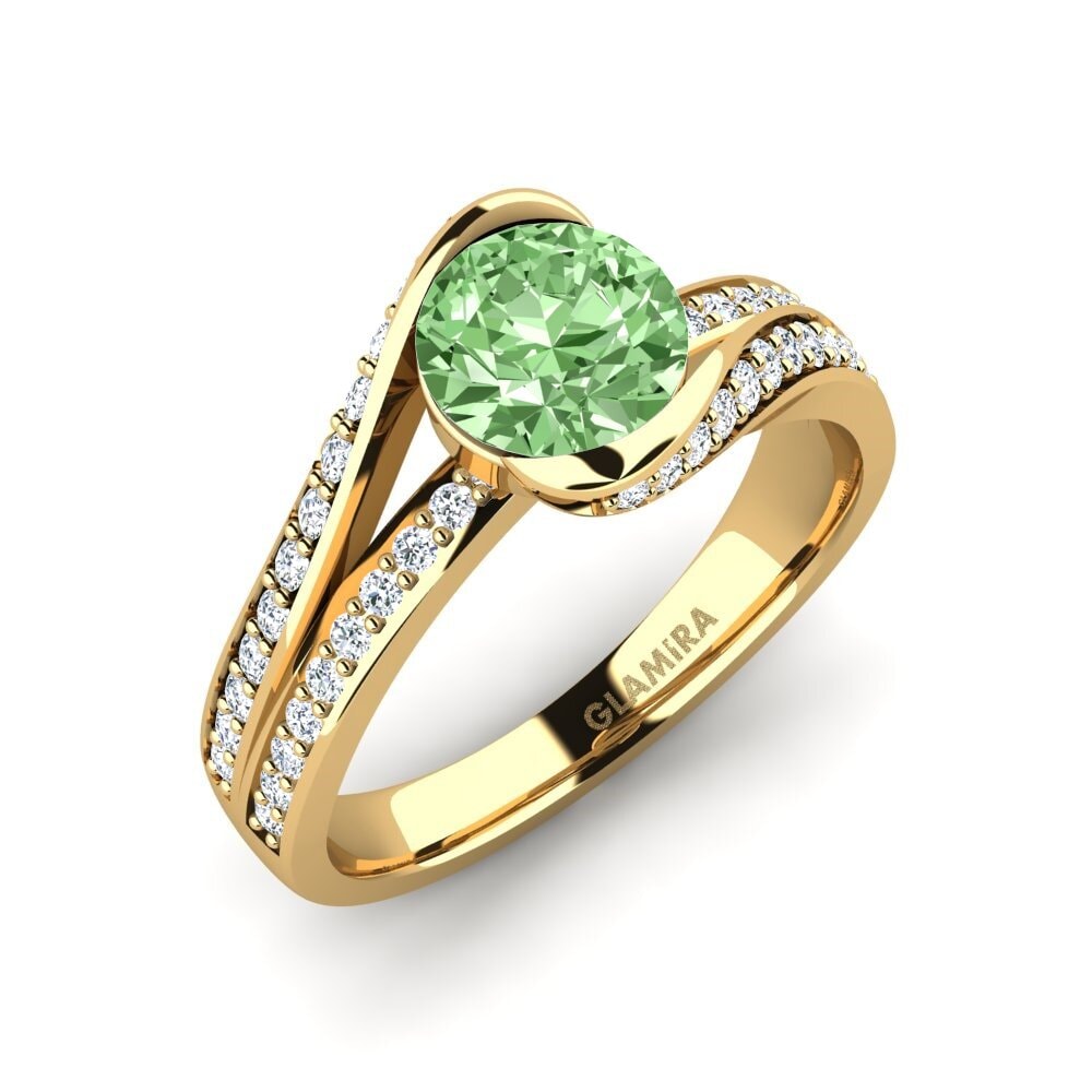 14ct Yellow Gold Green Diamond Engagement Ring Clariss 1.0 crt