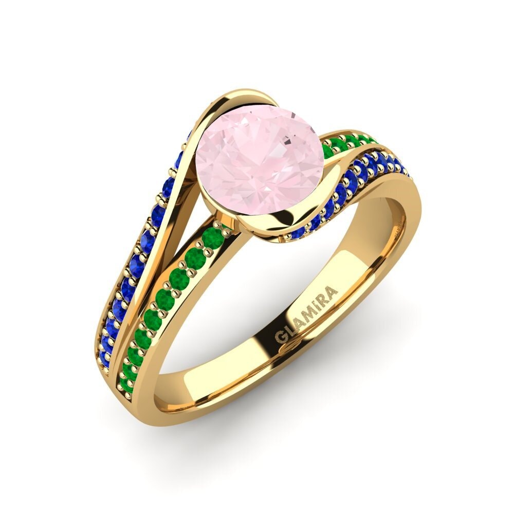 18K Yellow Gold Rose Quartz Engagement Ring Clariss 1.0 crt