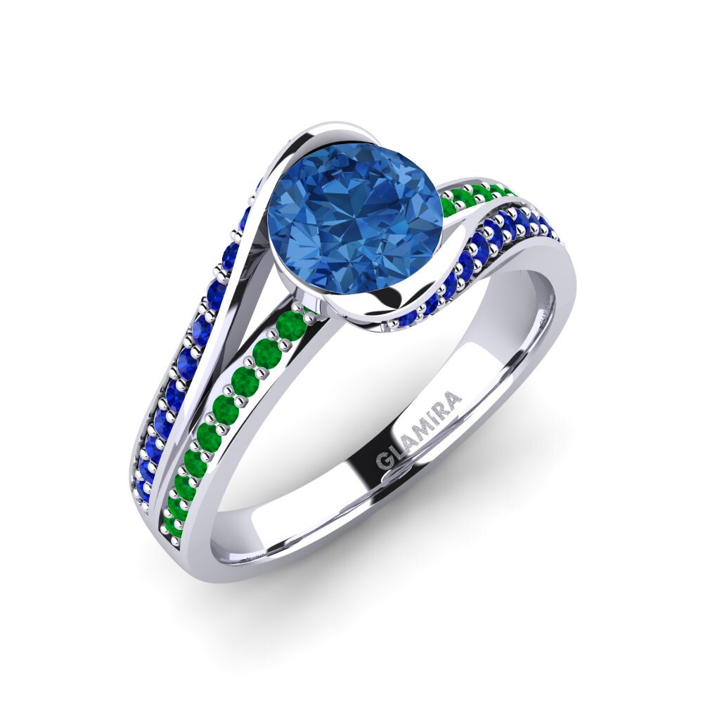 Dark Blue Zirconia Engagement Ring Clariss 1.0 crt