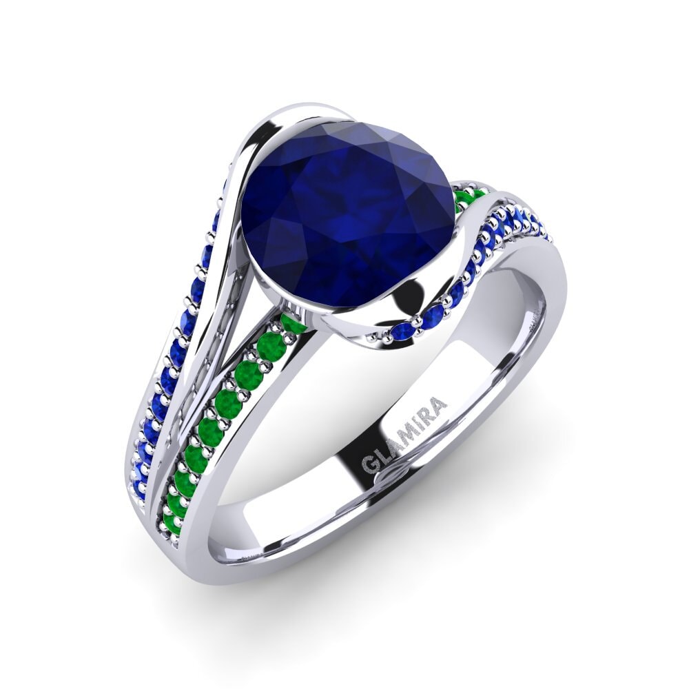 Platino 950 Zafiro Anillo de compromiso Clariss 2.0crt