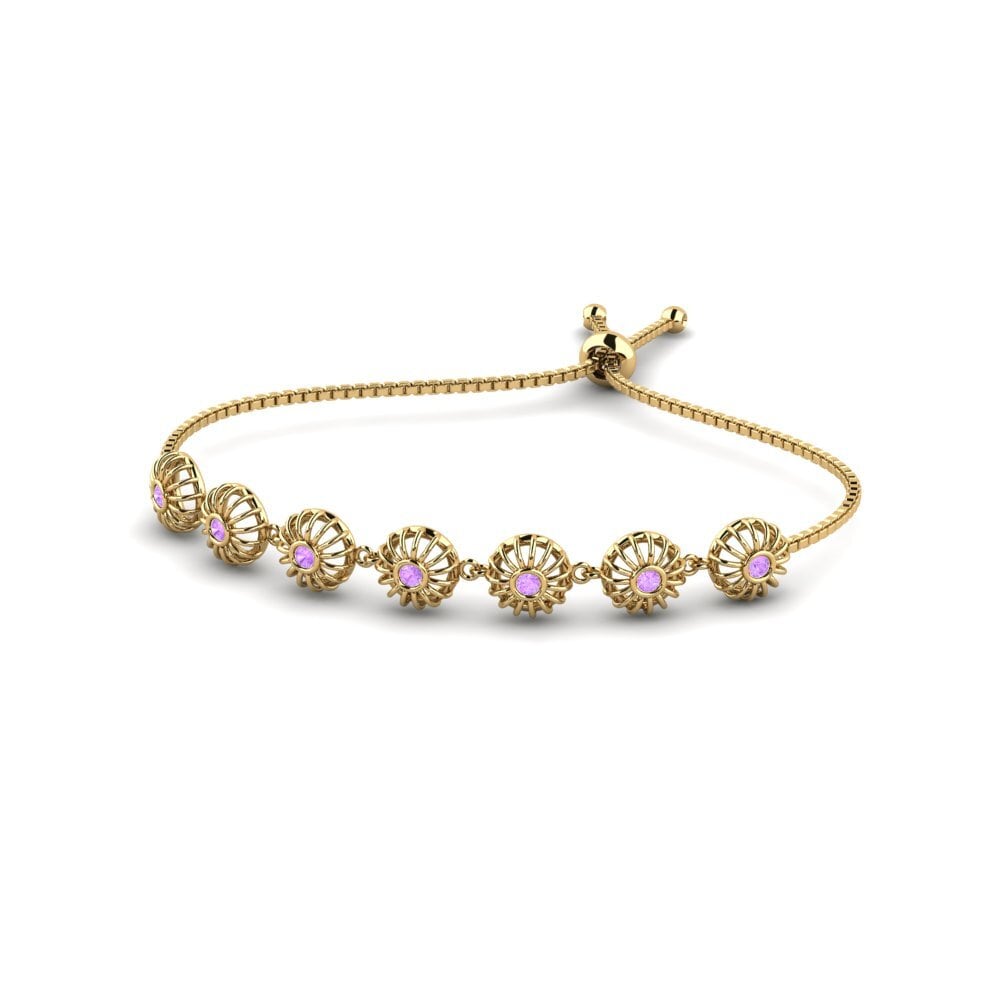 14k Oro Amarillo Amatista Pulsera de Mujer Clark