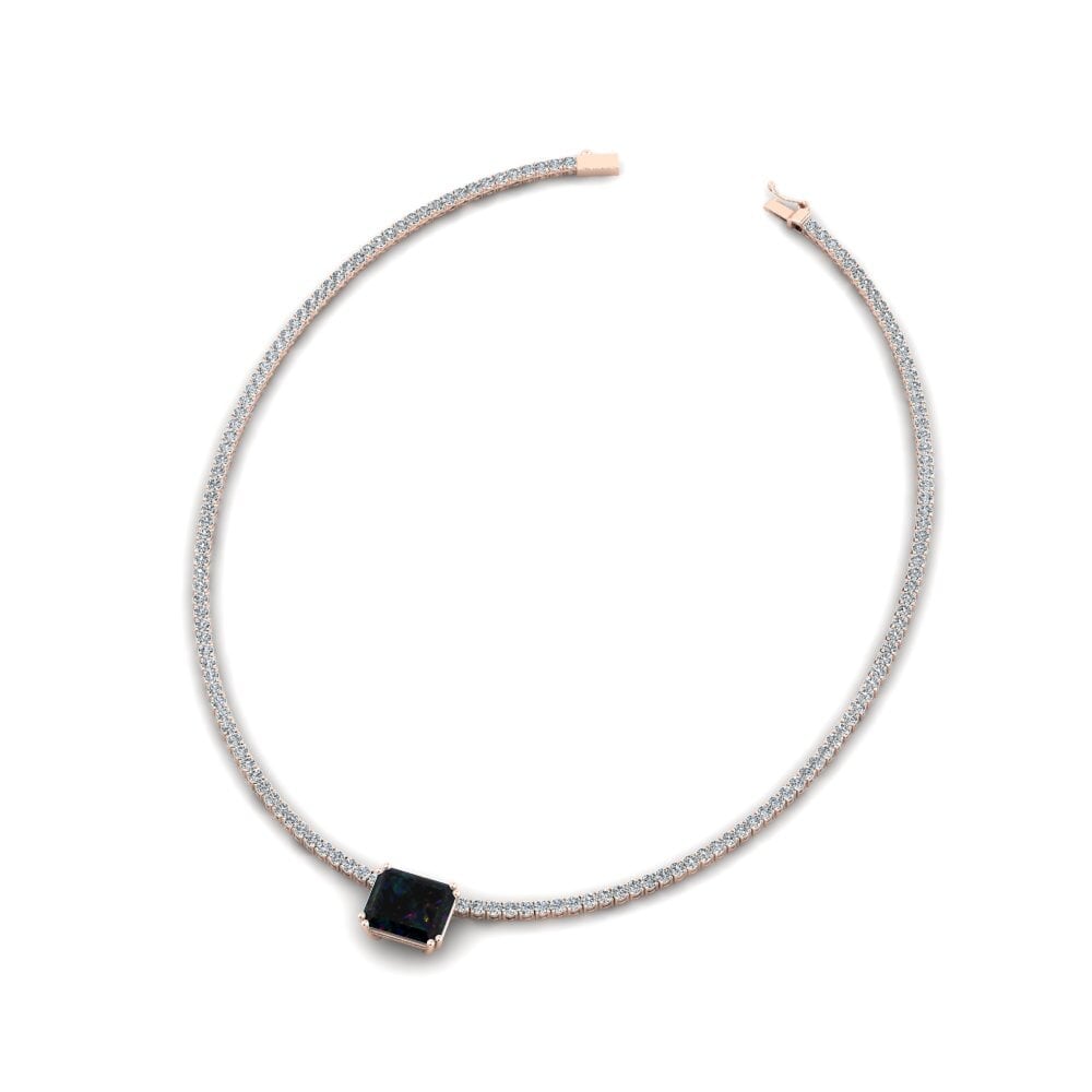 COLGANTES 14k Oro Rosa Opalo Negro Rígidos