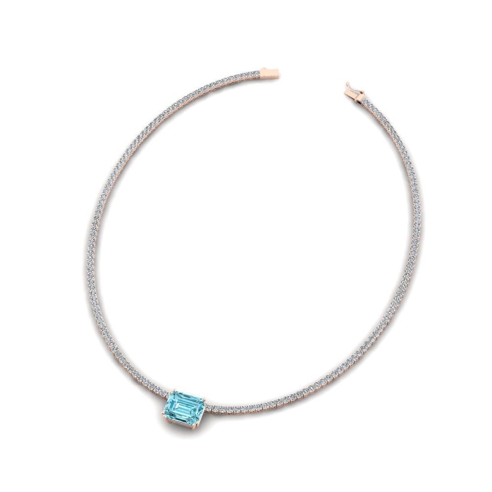 COLGANTES 14k Oro Rosa Circón Azul Rígidos
