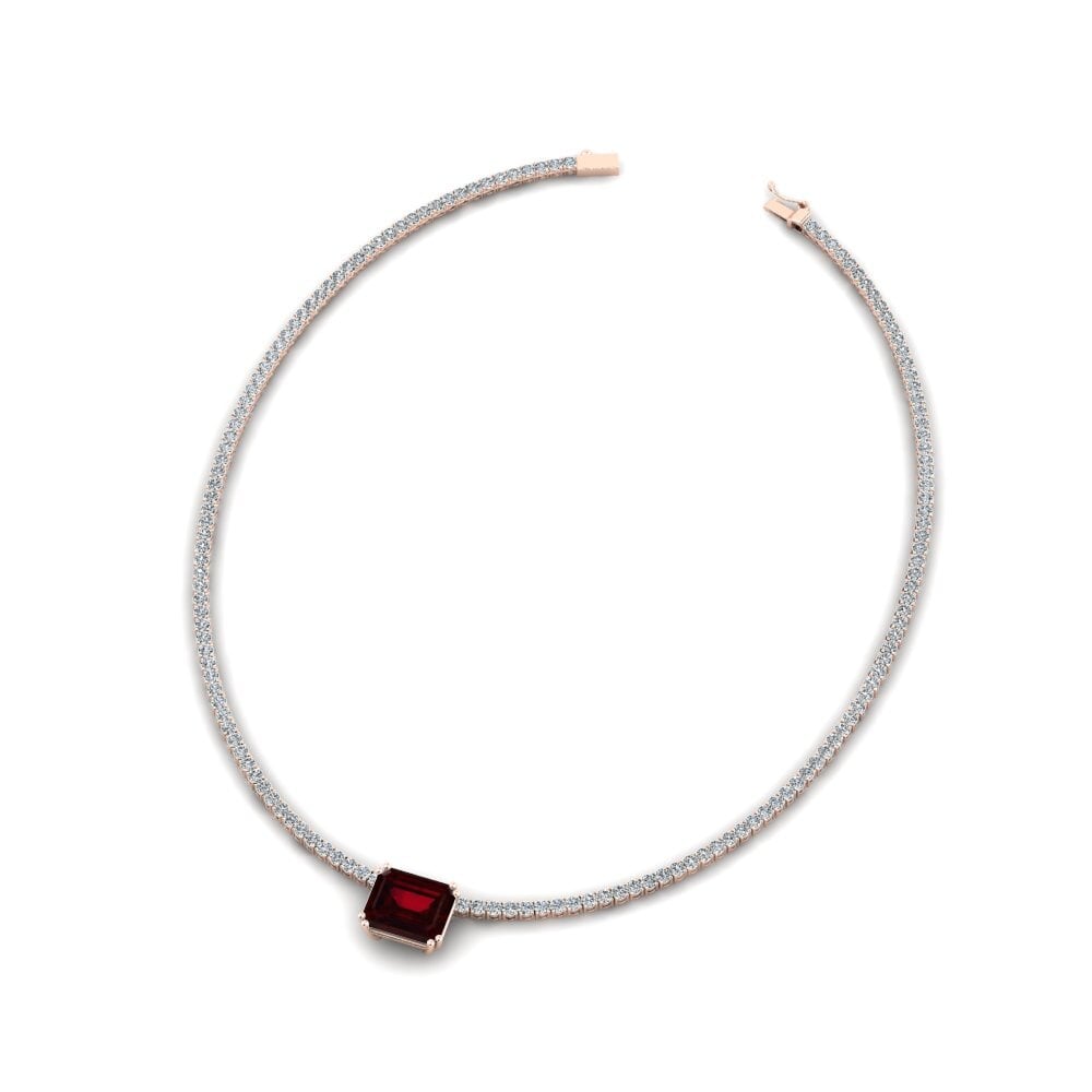 COLGANTES 14k Oro Rosa Granate Rígidos
