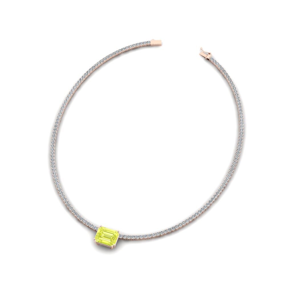 COLGANTES 14k Oro Rosa Cuarzo Limón Rígidos