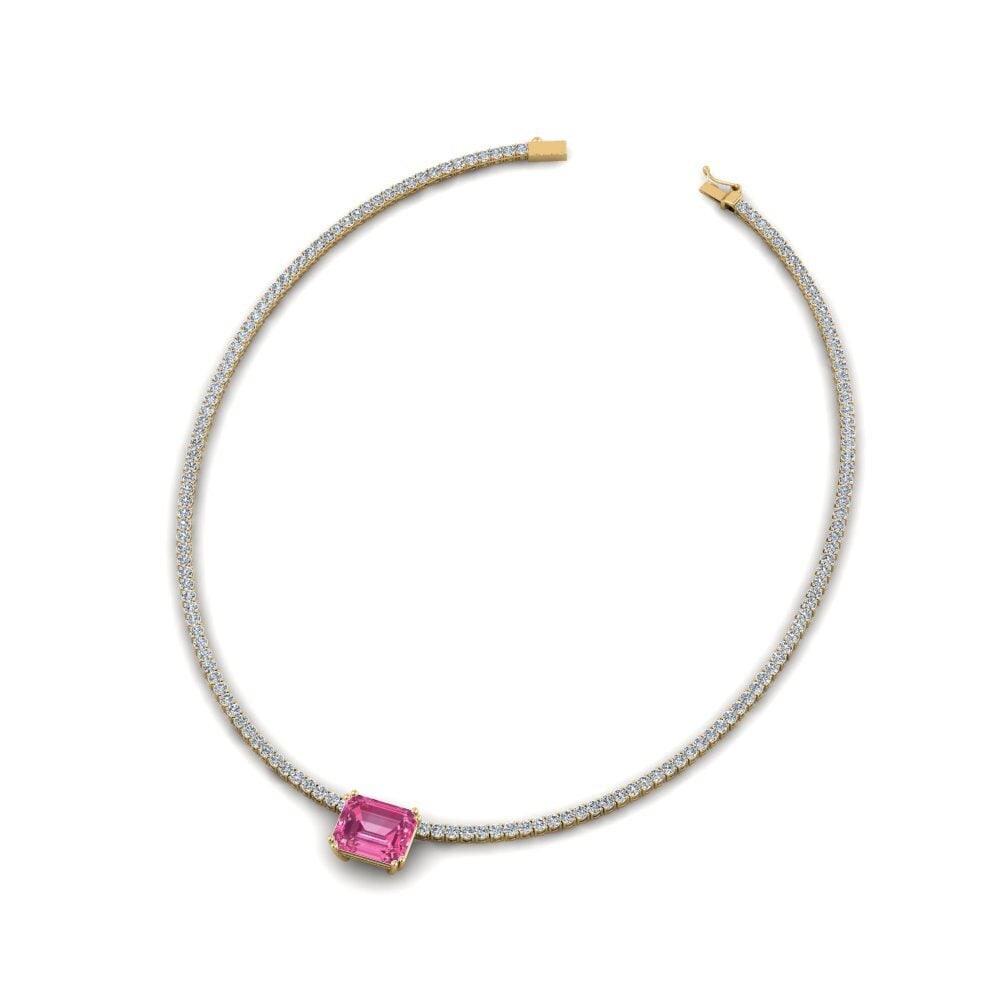 COLGANTES 14k Oro Amarillo Turmalina rosa Rígidos