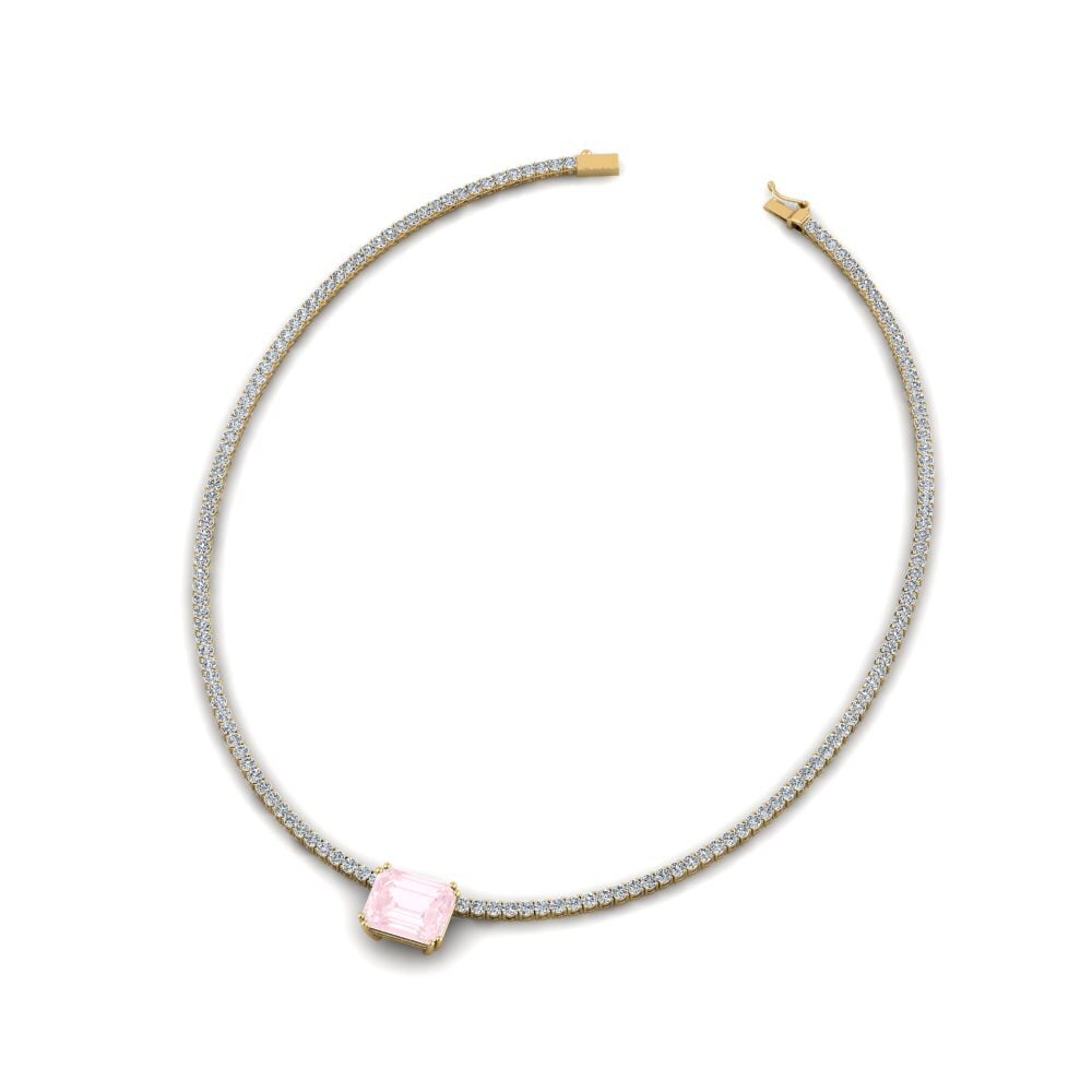 COLGANTES 14k Oro Amarillo Cuarzo rosa Rígidos
