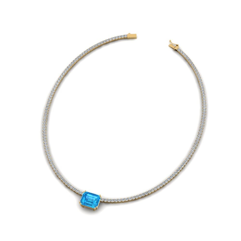 Collar Blue Topaz 14ct Yellow Gold Necklaces