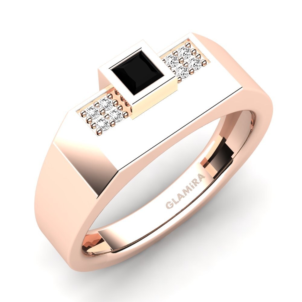 Oro Rosso 375 Onice Nero Anello da uomo Cledwyn