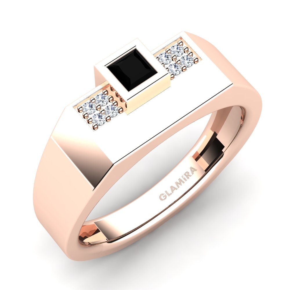 Oro Rosso 585 Diamante Nero Anello da uomo Cledwyn
