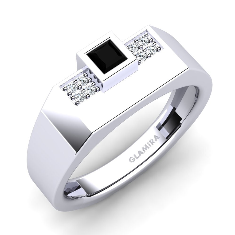 Weißgold 750 Schwarzer Diamant Herrenring Cledwyn