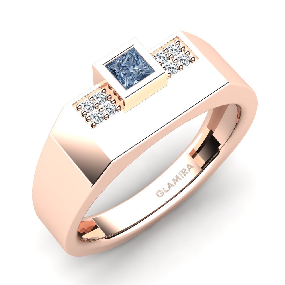 Rotgold 750 Blauer Diamant Herrenring Cledwyn