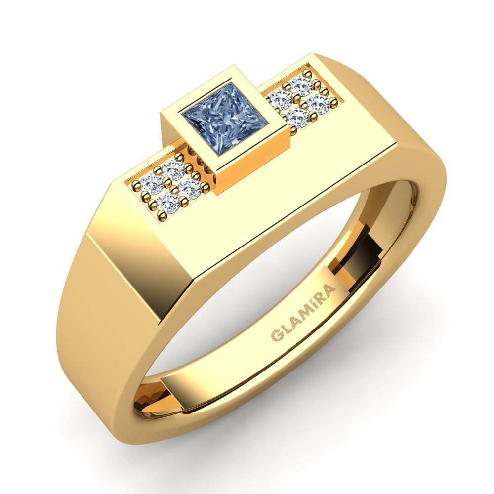 Gelbgold 750 Blauer Diamant Herrenring Cledwyn