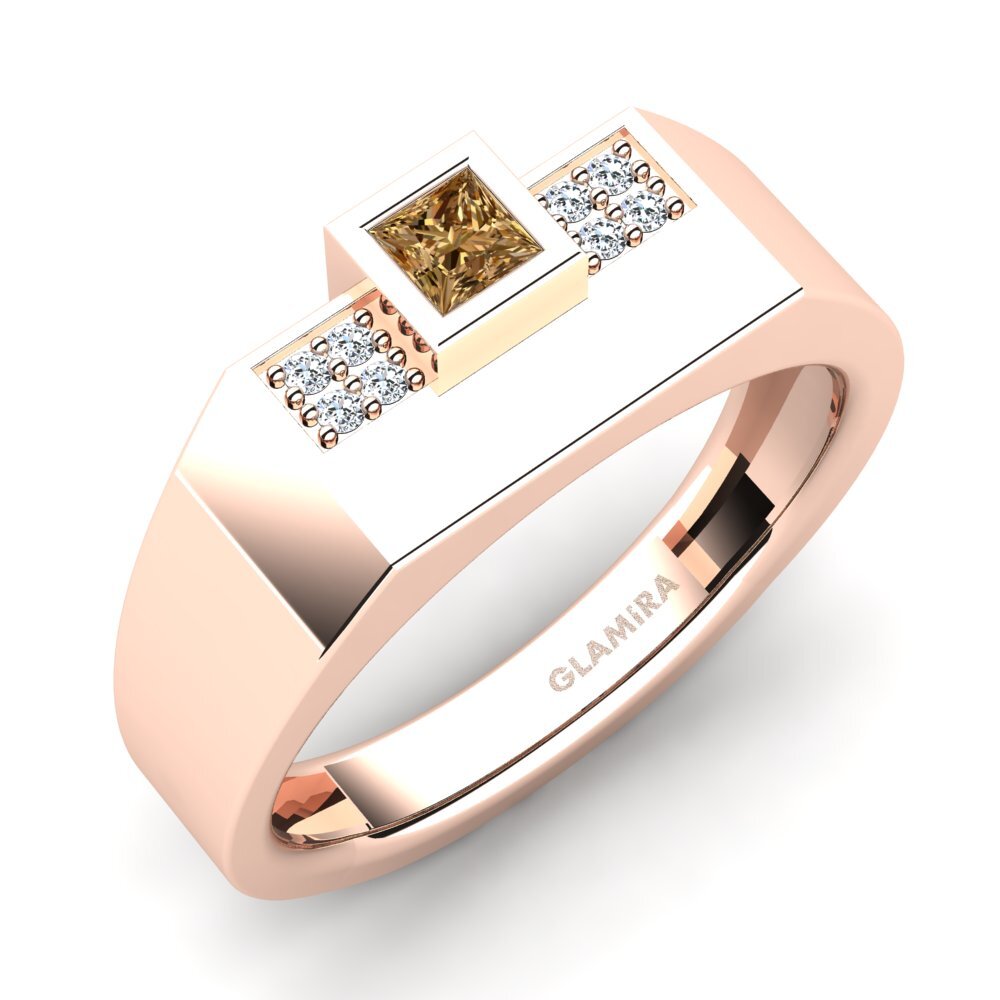 Rotgold 750 Brauner Diamant Herrenring Cledwyn