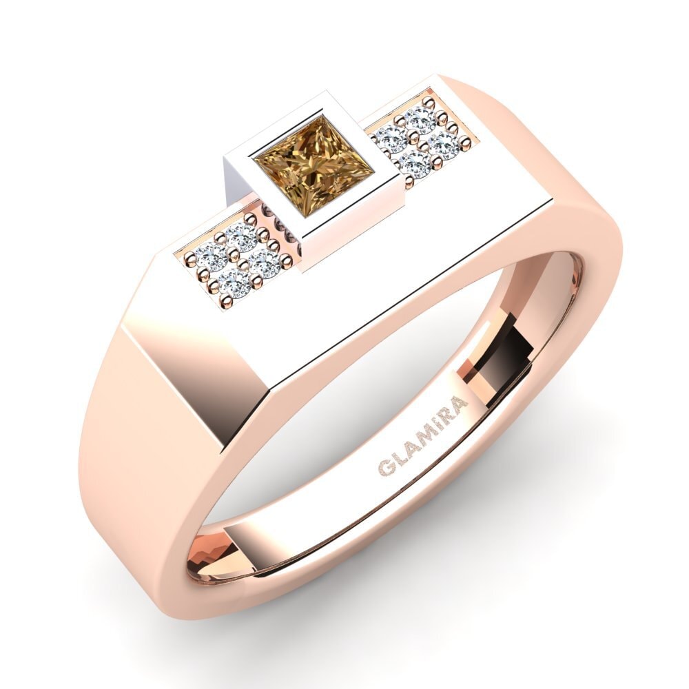 750 Rot & Weißgold Brauner Diamant Herrenring Cledwyn