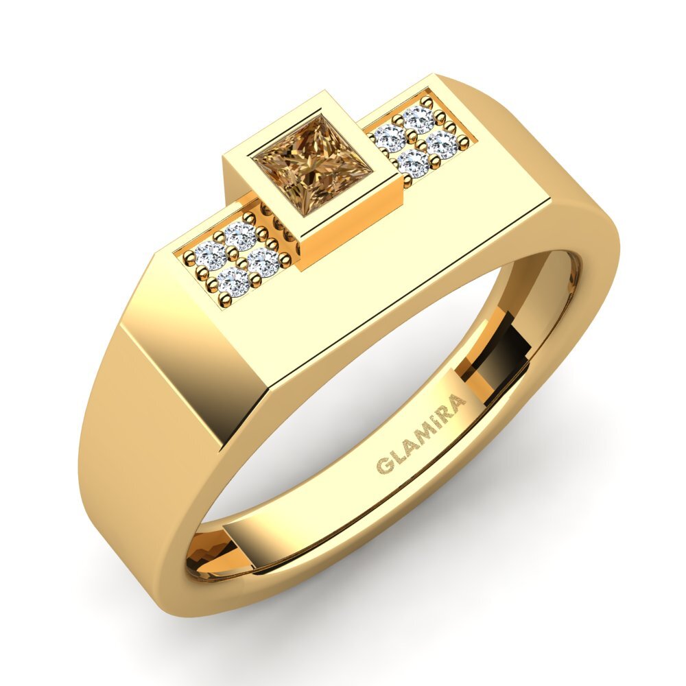 Gelbgold 750 Brauner Diamant Herrenring Cledwyn