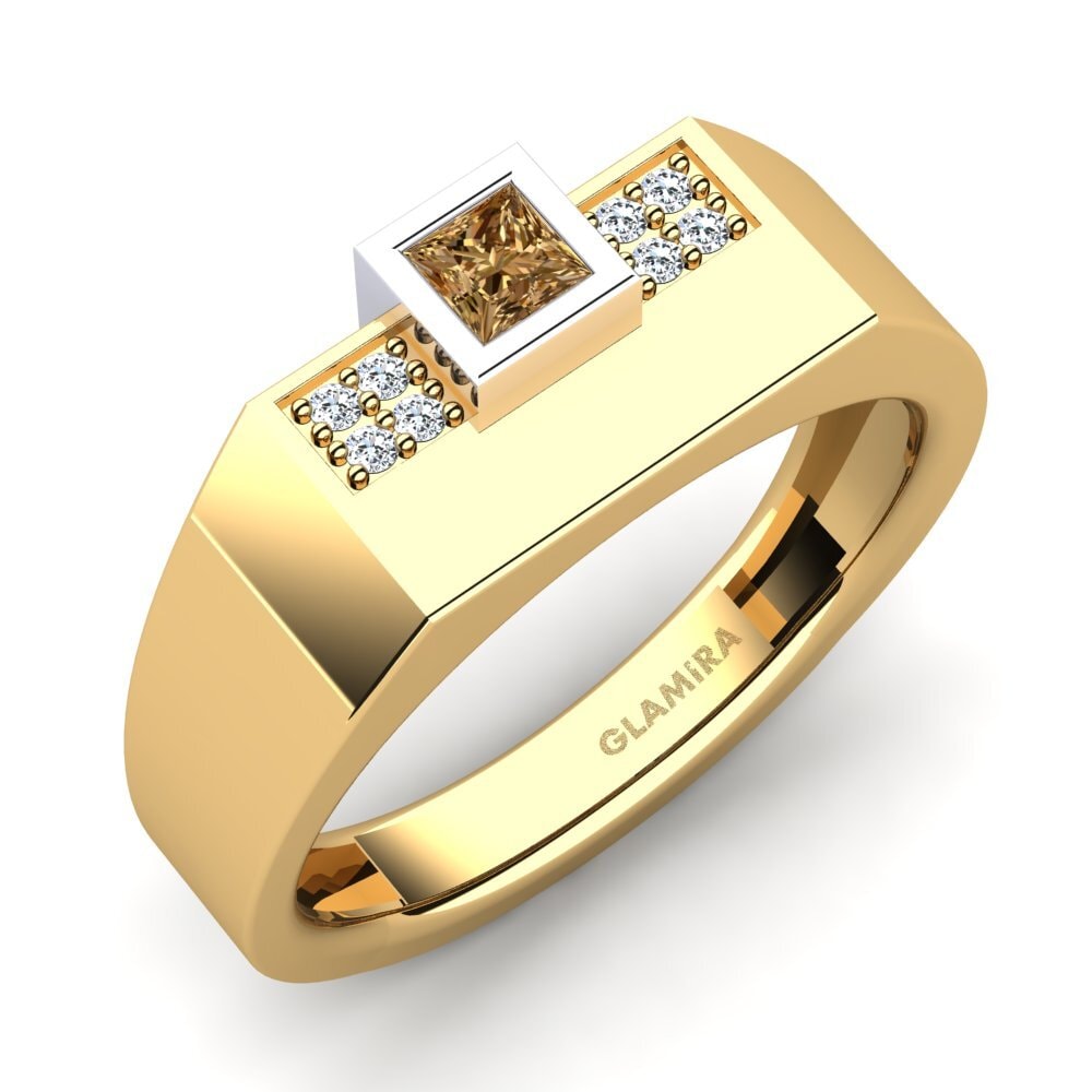 750 Gelb & Weißgold Brauner Diamant Herrenring Cledwyn