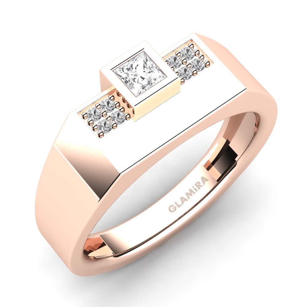 Oro Rosso 375 Zaffiro Bianco Anello da uomo Cledwyn