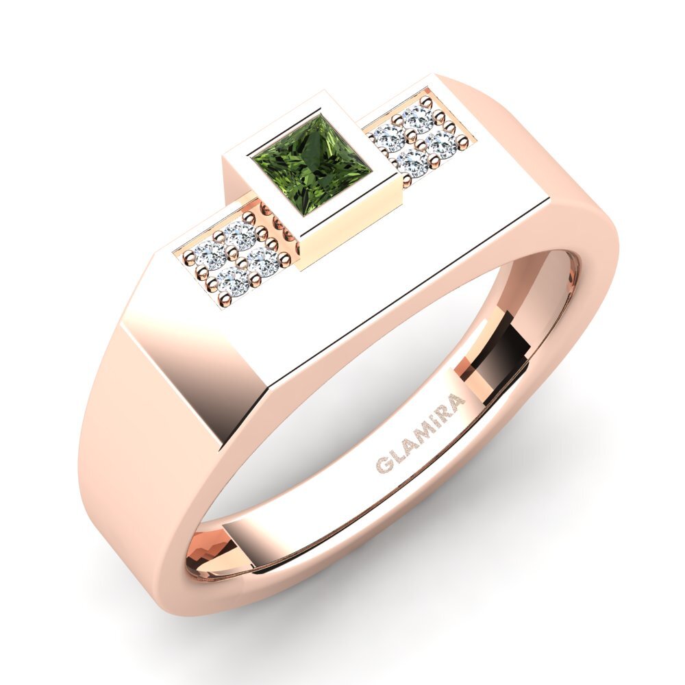 Rotgold 375 Grüner Saphir Herrenring Cledwyn