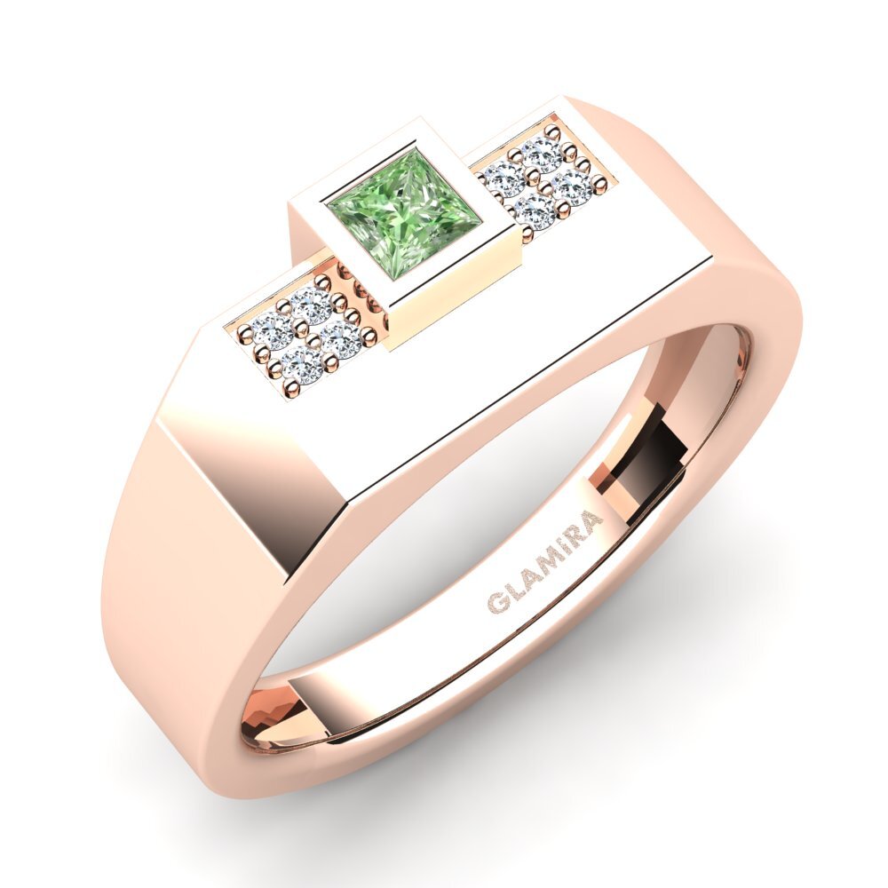 Rotgold 750 Grüner Diamant Herrenring Cledwyn