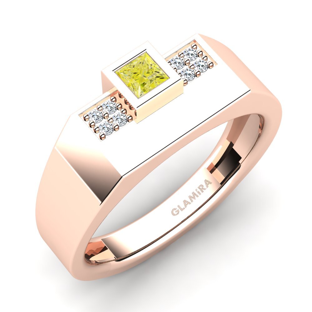 Rotgold 750 Gelber Diamant Herrenring Cledwyn