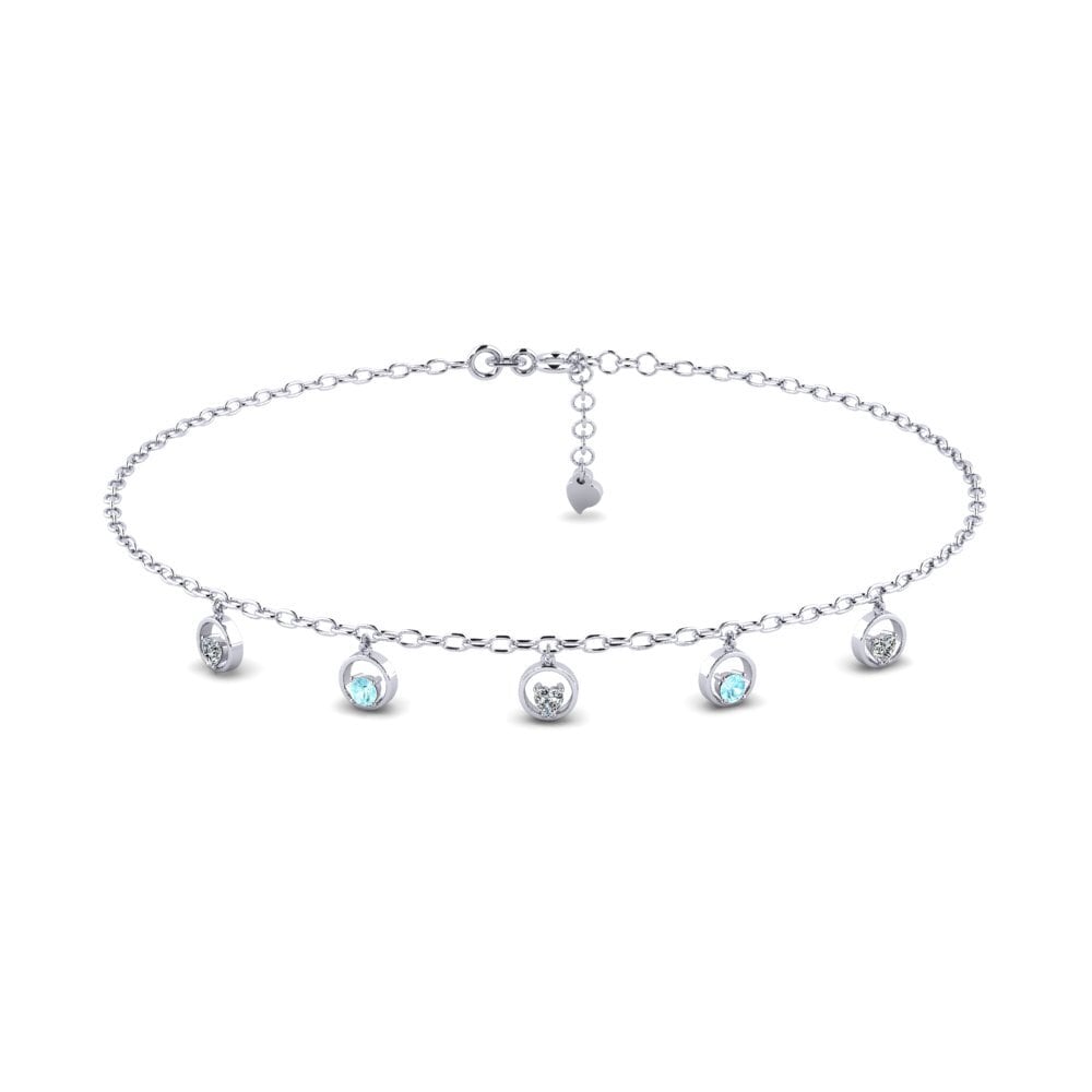 18ct White Gold Aquamarine Women's Anklet Clemens
