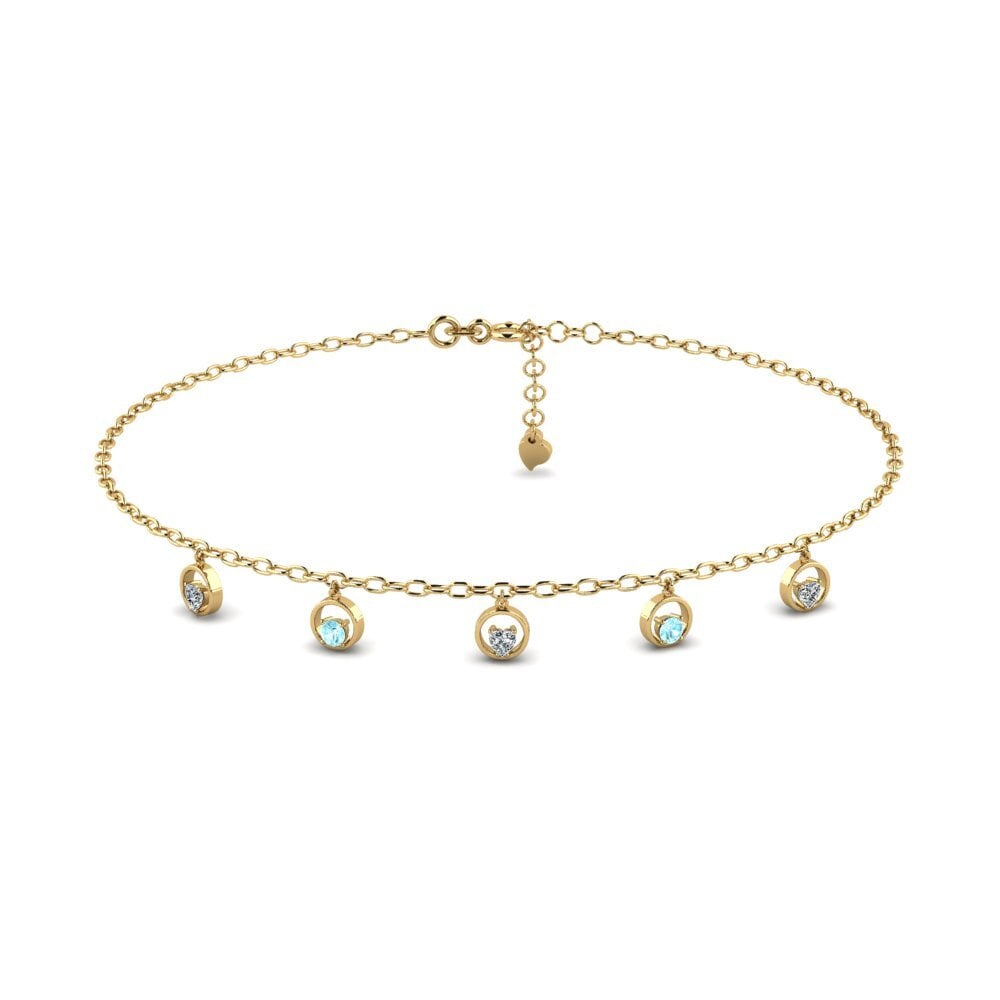 14ct Yellow Gold Aquamarine Women's Anklet Clemens
