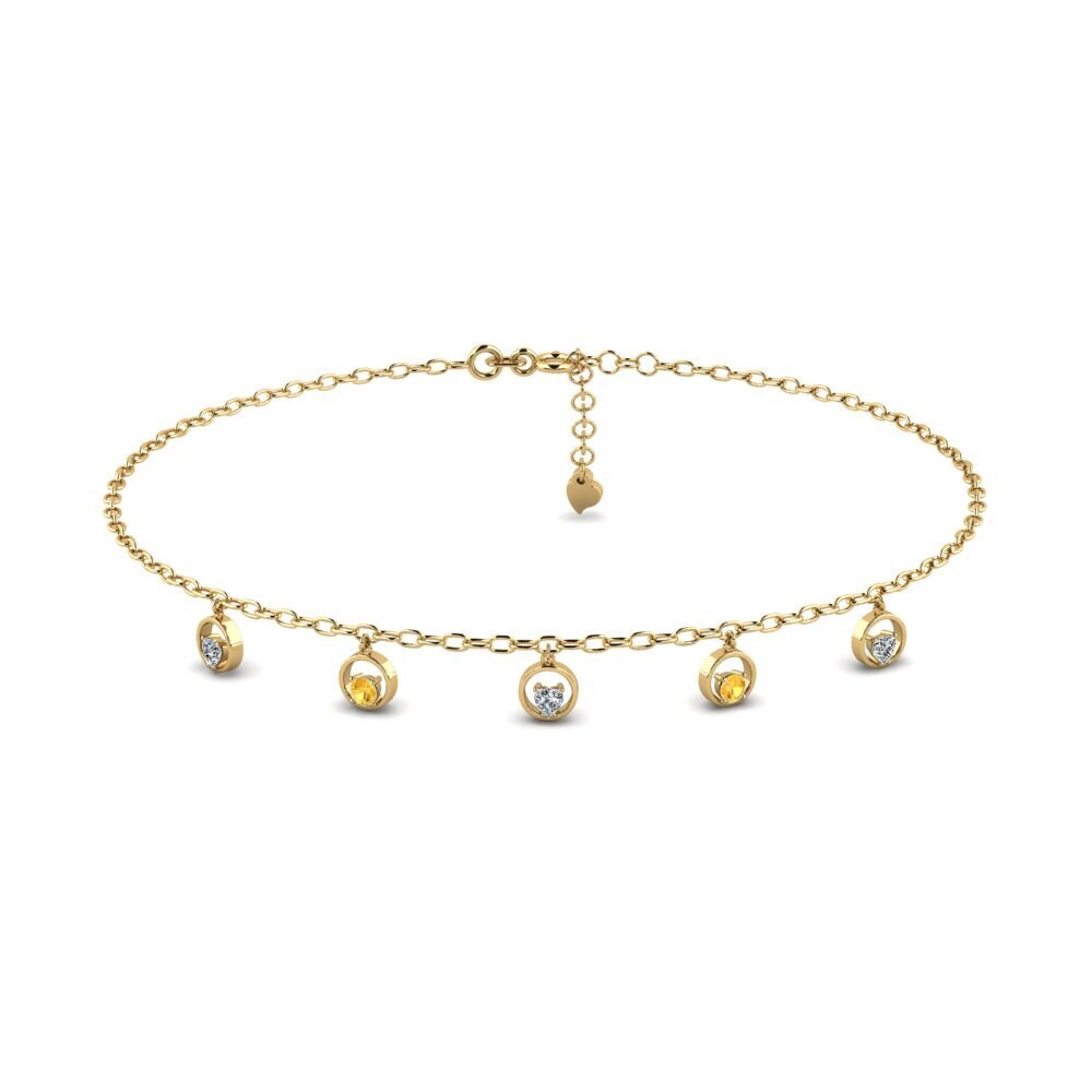 14ct Yellow Gold Citrine Women's Anklet Clemens