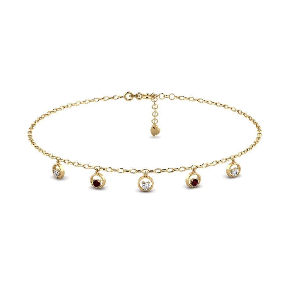 14k Oro Amarillo Granate Tobillera de mujer Clemens