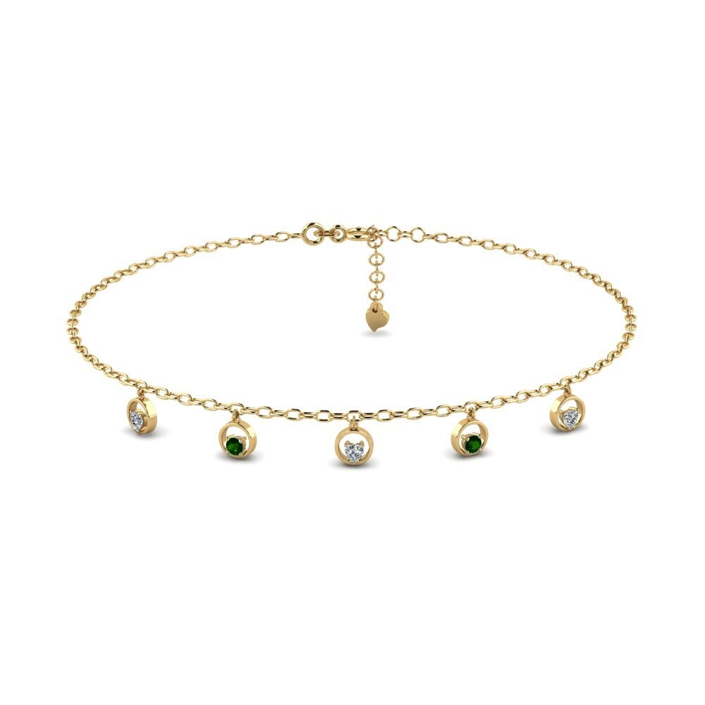 14ct Yellow Gold Green Tourmaline Women's Anklet Clemens