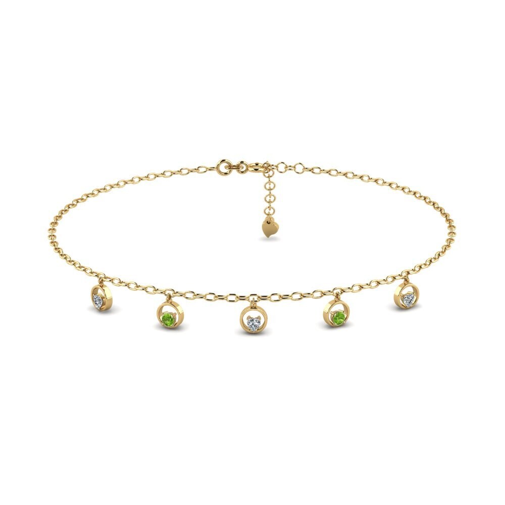 14ct Yellow Gold Peridot Women's Anklet Clemens
