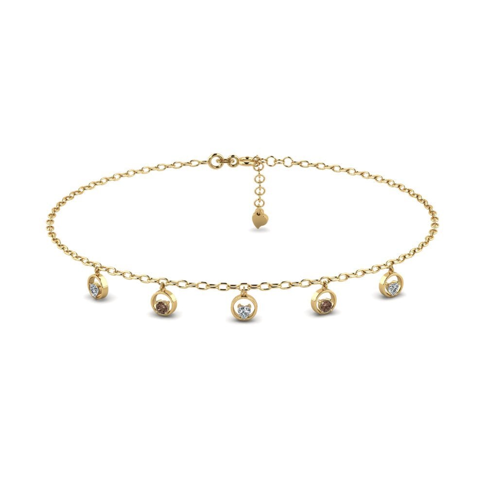 14ct Yellow Gold Smoky Quartz Women's Anklet Clemens