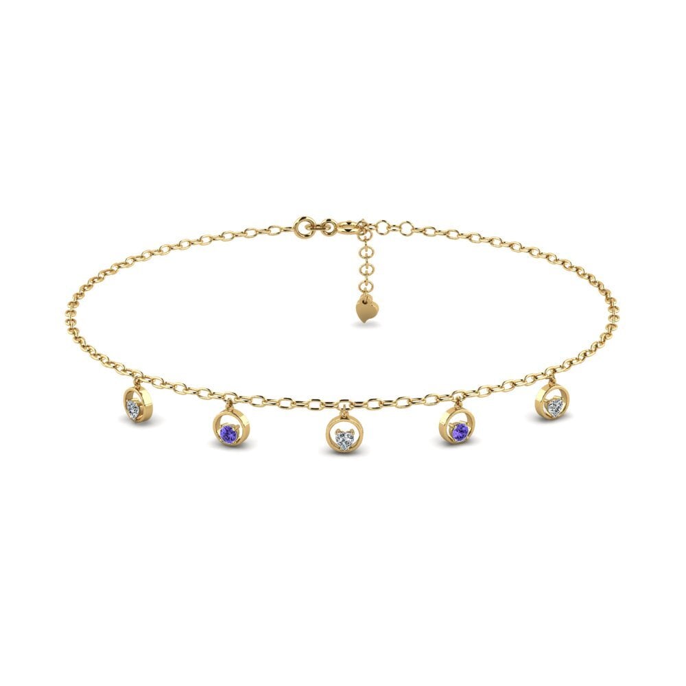 14ct Yellow Gold Tanzanite Women's Anklet Clemens