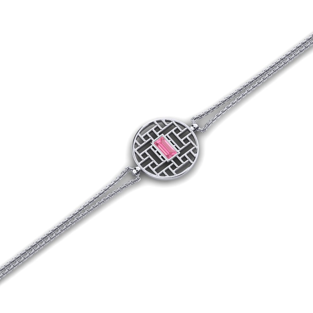 Baguette Pink Sapphire Women's Bracelet Cloriss