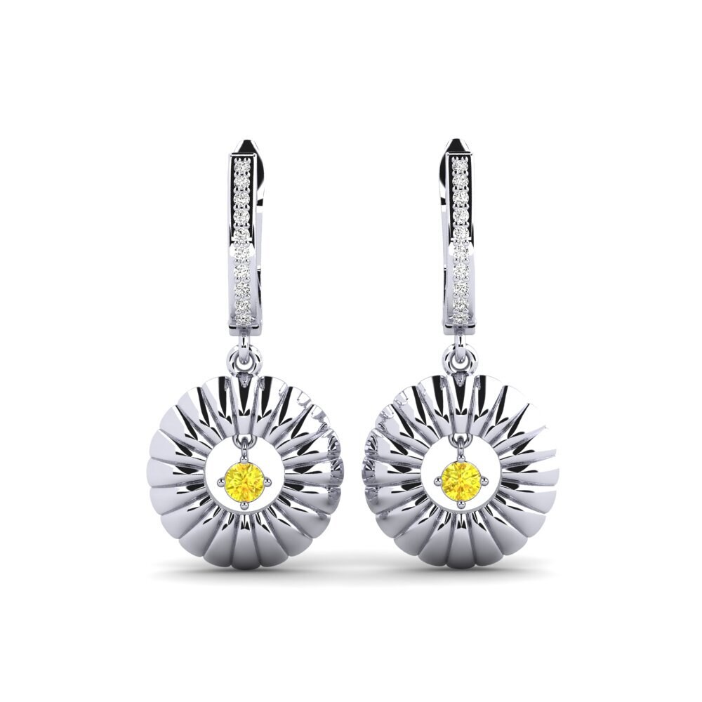 Boucles D'oreilles En Argent 925 Avec Citrine, Tourmaline Et Saphir - Pendantes - Neuf Avec étiquettes