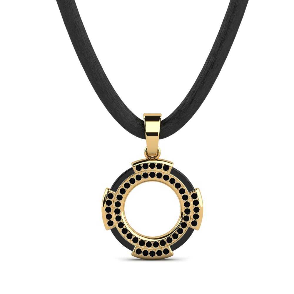 9ct Yellow Gold Black Sapphire Men's Pendant Clute